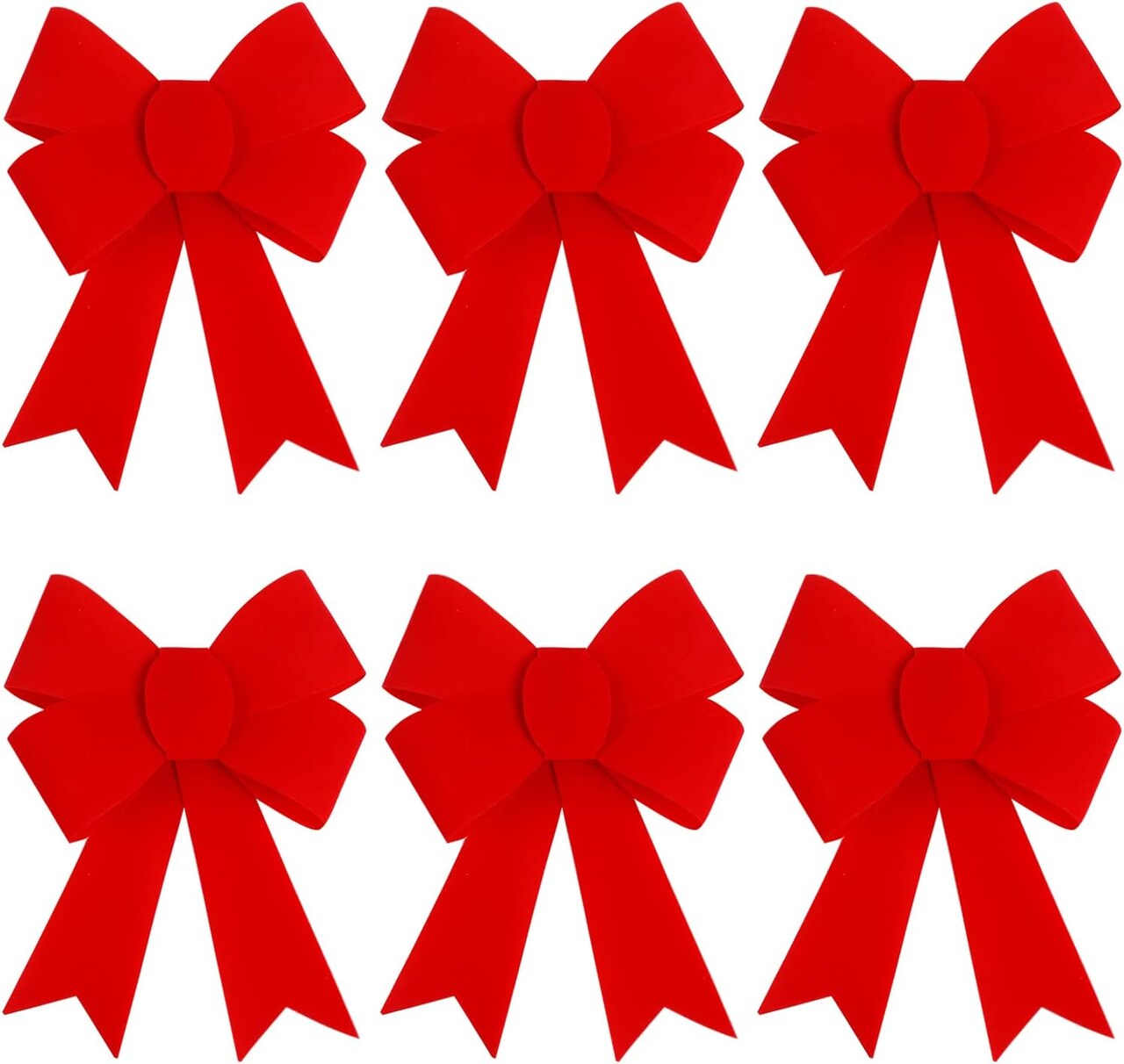 6PCS Large Red Christmas Bows,11 x 8 Inches PVC Velvet Christmas Wreath Bows for Xmas Tree Party Decoration